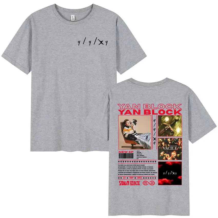 Rapper Yan Block 2025 New Album Graphic T-shirt Men Clothing Hip Hop Oversized Tee Shirt Vintage Oversized Short Sleeve T-shirts