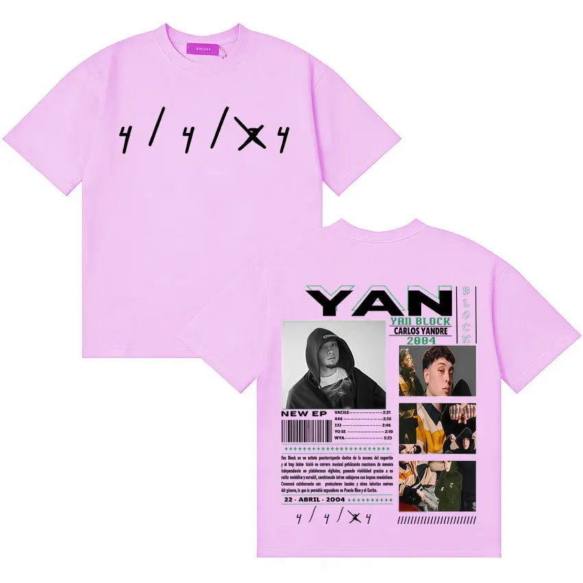 Rapper Yan Block Harajuku Tide T Shirt Men's Casual High Quality Short Sleeve T-shirts Cotton Classic Loose Oversized Tee Shirts