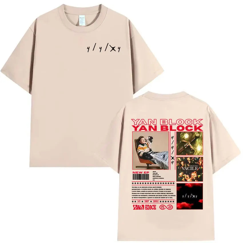 Rapper Yan Block 2025 New Album Graphic T-shirt Men Clothing Hip Hop Oversized Tee Shirt Vintage Oversized Short Sleeve T-shirts