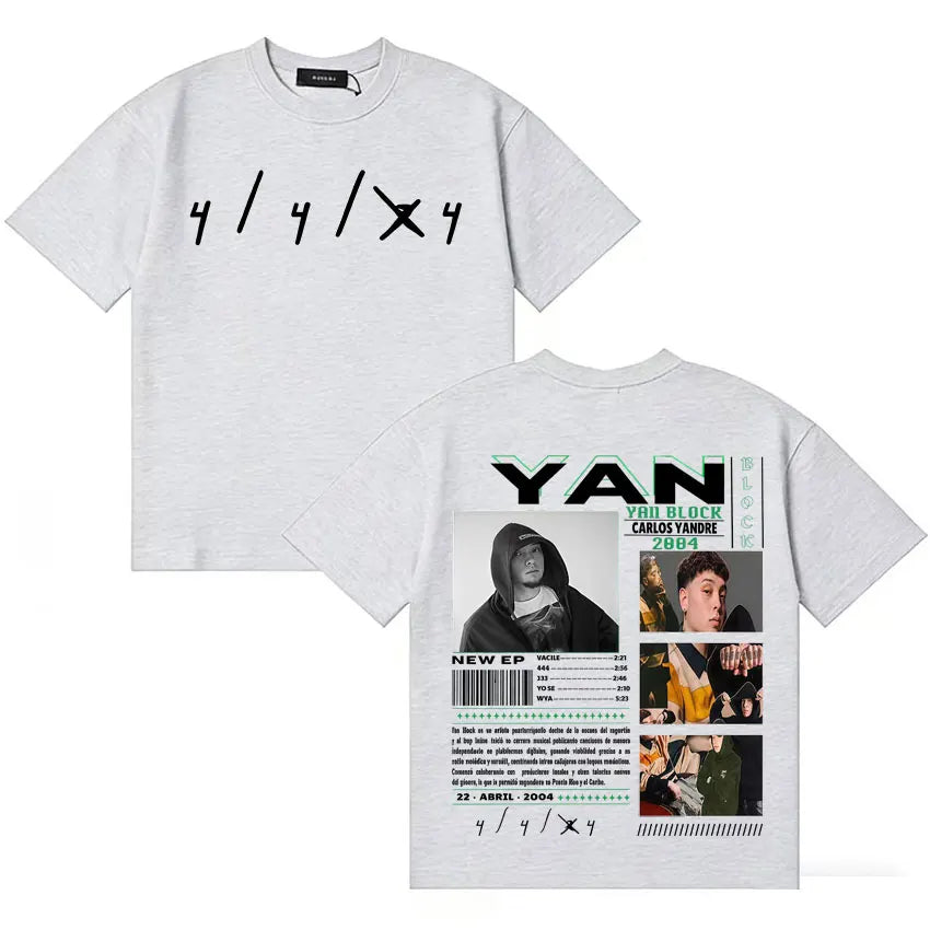 Rapper Yan Block Harajuku Tide T Shirt Men's Casual High Quality Short Sleeve T-shirts Cotton Classic Loose Oversized Tee Shirts