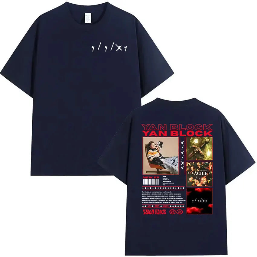 Rapper Yan Block 2025 New Album Graphic T-shirt Men Clothing Hip Hop Oversized Tee Shirt Vintage Oversized Short Sleeve T-shirts