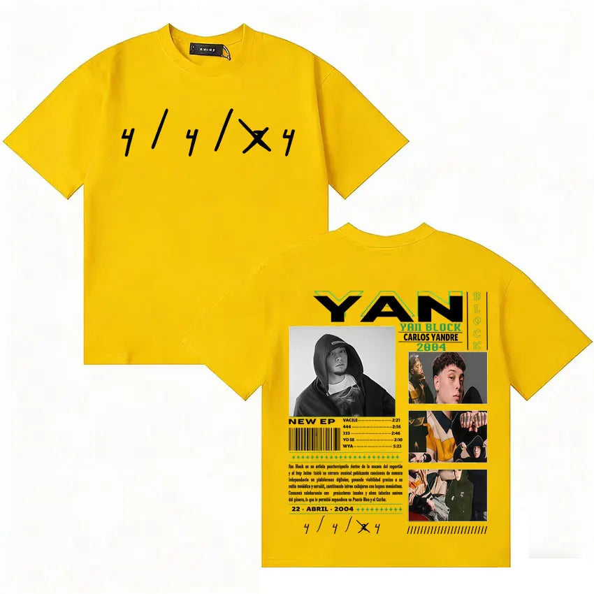 Rapper Yan Block Harajuku Tide T Shirt Men's Casual High Quality Short Sleeve T-shirts Cotton Classic Loose Oversized Tee Shirts