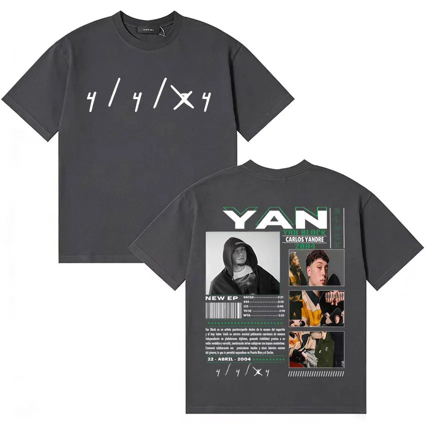 Rapper Yan Block Harajuku Tide T Shirt Men's Casual High Quality Short Sleeve T-shirts Cotton Classic Loose Oversized Tee Shirts