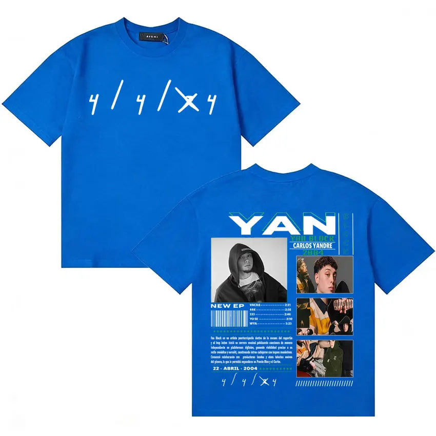 Rapper Yan Block Harajuku Tide T Shirt Men's Casual High Quality Short Sleeve T-shirts Cotton Classic Loose Oversized Tee Shirts