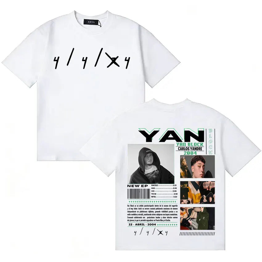 Rapper Yan Block Harajuku Tide T Shirt Men's Casual High Quality Short Sleeve T-shirts Cotton Classic Loose Oversized Tee Shirts