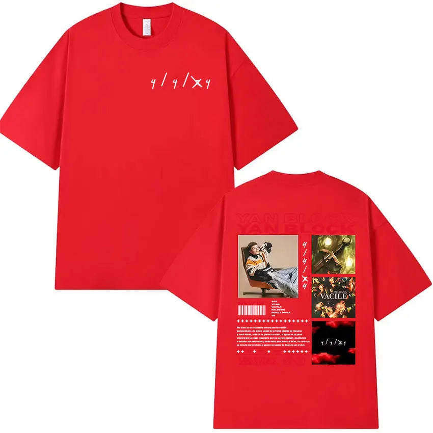 Rapper Yan Block 2025 New Album Graphic T-shirt Men Clothing Hip Hop Oversized Tee Shirt Vintage Oversized Short Sleeve T-shirts