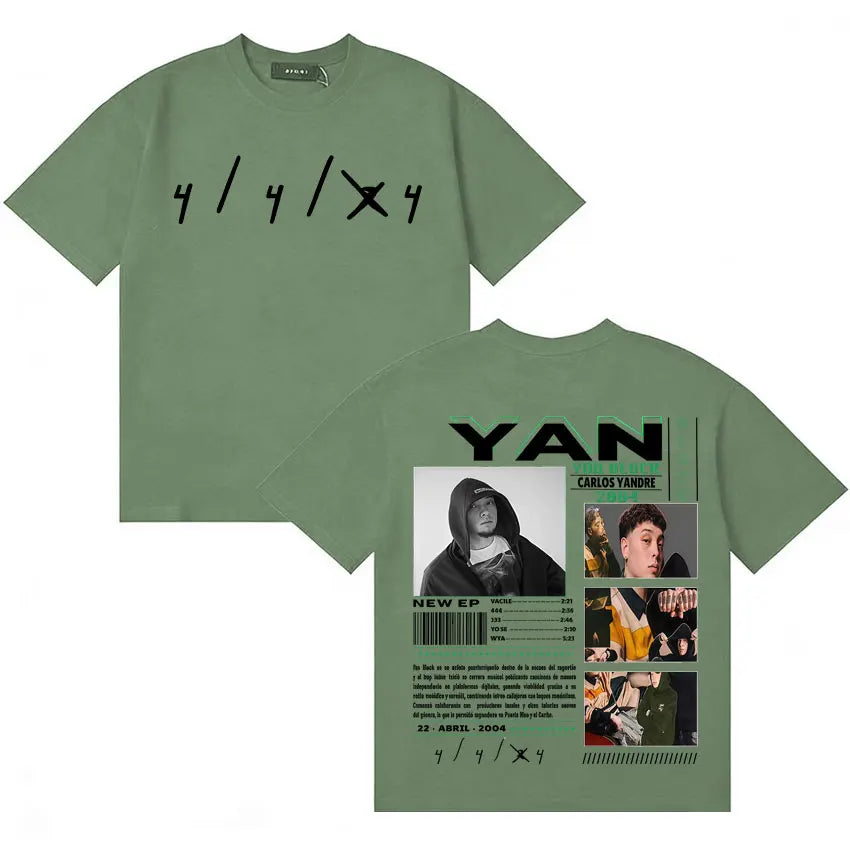 Rapper Yan Block Harajuku Tide T Shirt Men's Casual High Quality Short Sleeve T-shirts Cotton Classic Loose Oversized Tee Shirts
