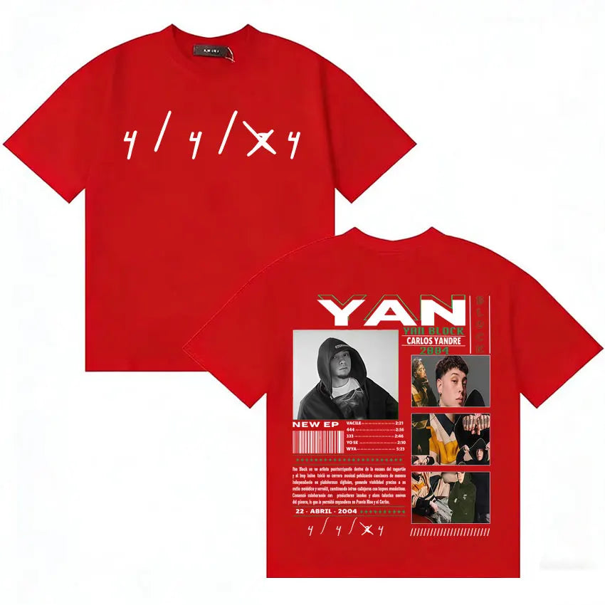 Rapper Yan Block Harajuku Tide T Shirt Men's Casual High Quality Short Sleeve T-shirts Cotton Classic Loose Oversized Tee Shirts