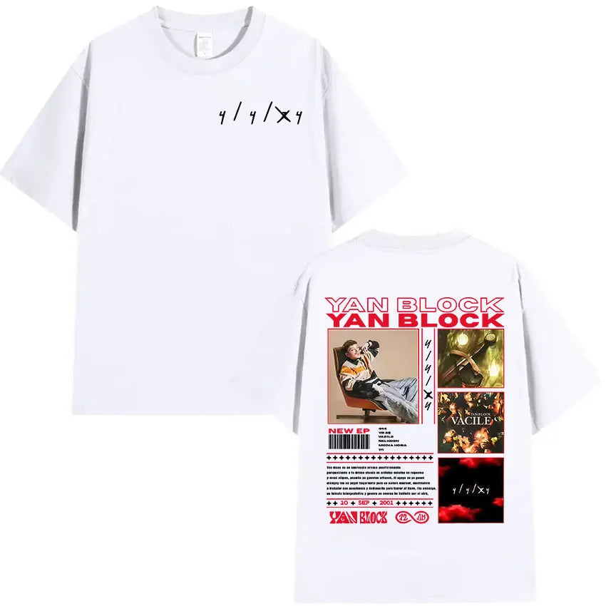 Rapper Yan Block 2025 New Album Graphic T-shirt Men Clothing Hip Hop Oversized Tee Shirt Vintage Oversized Short Sleeve T-shirts