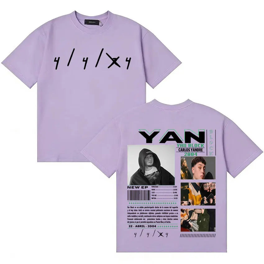 Rapper Yan Block Harajuku Tide T Shirt Men's Casual High Quality Short Sleeve T-shirts Cotton Classic Loose Oversized Tee Shirts